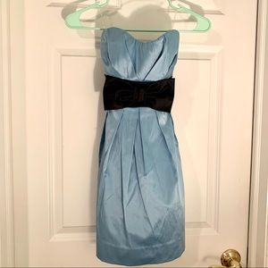 Blue satin bow dress